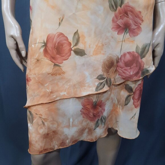 Vintage 90s Y2K Sleeveless Dress Earthy Floral Rose Print Fairy Grunge Size S - Picture 4 of 10